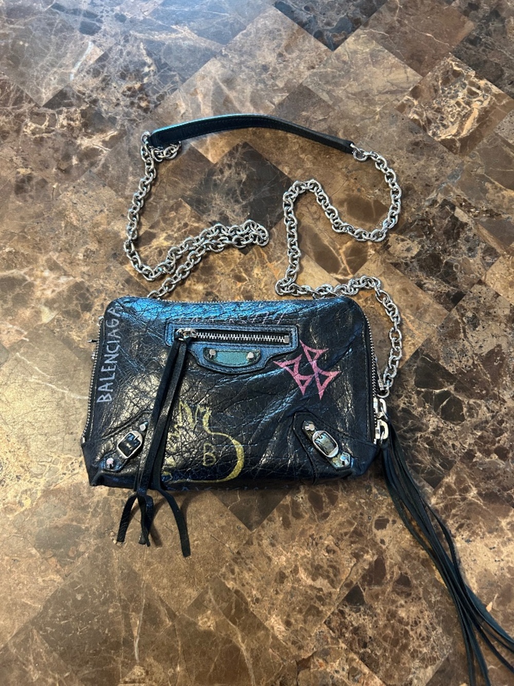 Balenciaga Graffiti Chain Crossbody Bag RARE!